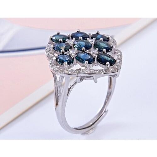 Sapphire ring 925 silver sapphire ring for woman 3 mm * 5 mm marquise cut natural sapphire sterling sapphire jewelry