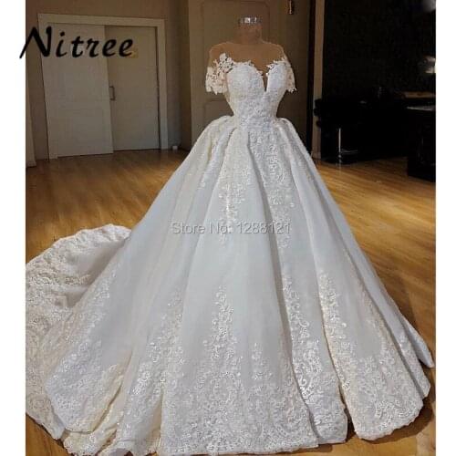 2018 Vestidos Muslim Ball Gown Wedding Dresses Turkish Arabic In Dubai Bling Unique Formal Dress For Weddings Kaftan Glitter