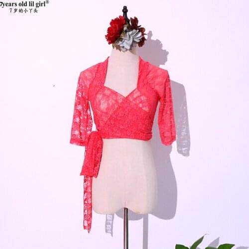 Dance Dress Belly Dance Practice Performance Dress Korean Lace Short-Sleeved Blouse Brand Design LM02
