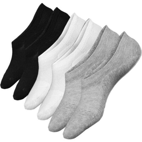 1 Pair Summer New Japanese Solid Color Invisible Socks Silicone Non-slip Men Cotton Socks Slipper Socks calcetines