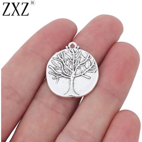ZXZ 10pcs Tree Charms Pendants Beads for Necklace Bracelet Jewelry Making Findings 26x23mm