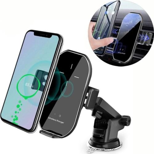 10W Auto Clamping Wireless Car Charger Qi Infrared Induction Fast Charging Holder Air Vent Mount For iPhone 12 Xiaomi Huawei P40