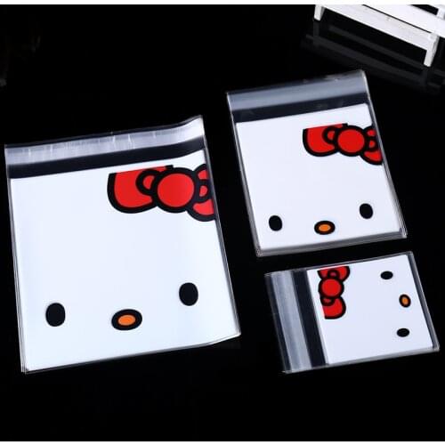 100PCS/SET Cartoon Cute Kitty Cat Bakery Cookie Candy Mooncake Transparent OPP Bags Event Party Supplies DIY Handmade Snack Gift
