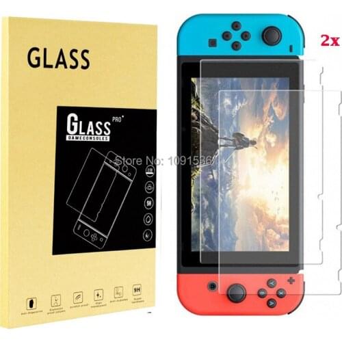 2pcs Tempered Glass Film Screen Protector for Nintend Switch Glass Protective Film for Nintend Ultra Slim Clear Retail Package