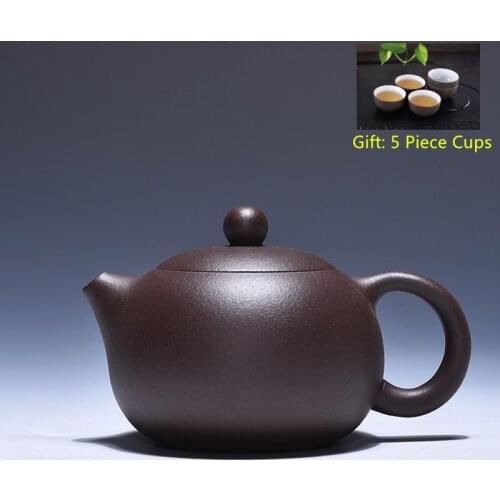 220ml Yixing Black Purple Clay Tea Pot Genuine All Hand Made Xishi Teapot Kung Fu Teapot Bonus 5 Piece Cup Tea Set Free Shipping