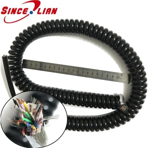 25core Spiral Spring Wire Cable Retractable Line 0.15 Square High Power Cord Undraw 2.5m 5meters Good Elasticity Extensible Wire