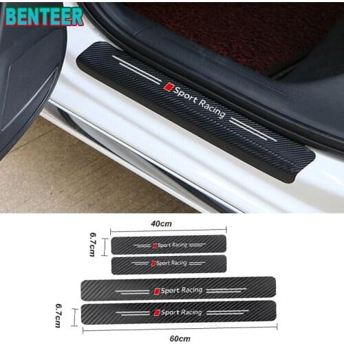 4pcs/lot Carbon Fiber Car Door Sills Protector Stickers For Audi A3 8P 8V 8L A4 B5 B6 B7 B8 B9 A6 C6 C5 C7 4F C4 A5 A7 Q3 Q5 Q7