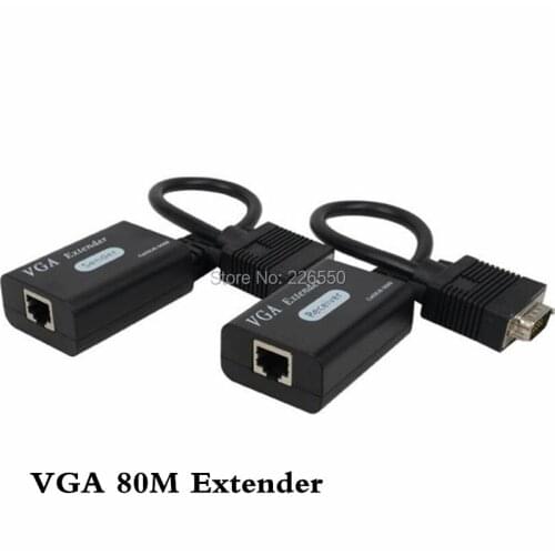 80M VGA Extender by Cat5e/6 VGA Male To Lan Cat5e Cat6 RJ45 Ethernet Net Cable Female Adapter Amplifier Converter