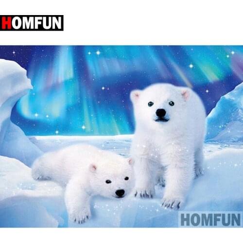HOMFUN Full Square/Round Drill 5D DIY Diamond Painting "Polar bear" 3D Embroidery Cross Stitch 5D Home Decor A01087