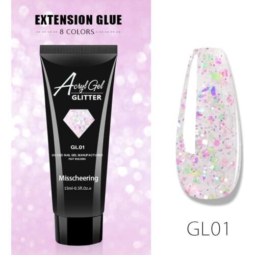 15ml Builder Gel DIY Glitter Jelly Crystal Nail Art Quick Extension UV Buildergel For Manicure Nail Art Design 8 Colours