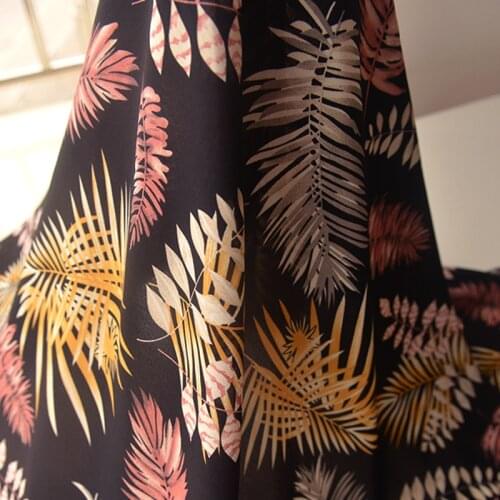 Black bottom large leaves chiffon fabric clothing decorative anti-wrinkle scarf fabric