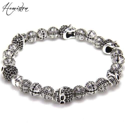Thomas Skulls and Cross Hero Bead Elastic Bracelet from Rebel Heart Style, European Fashion Jewelry for Men TS B983