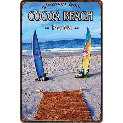 Florida Beach Plaque Metal Vintage Travel Tin Sign Metal Plate For Wall Pub Cafe Home Art Craft Decor Cuadros DU-2451
