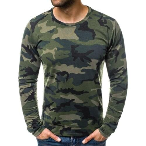 Fashionable mens explosive camouflage printed top casual round neck camouflage printed long-sleeved T-shirt top майка 40
