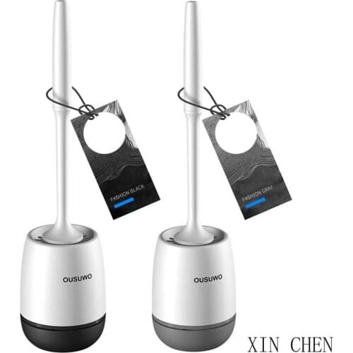 Bathroom set tool self cleaning toilet brush holder silicone universal wc accessories standing black household long handle soft