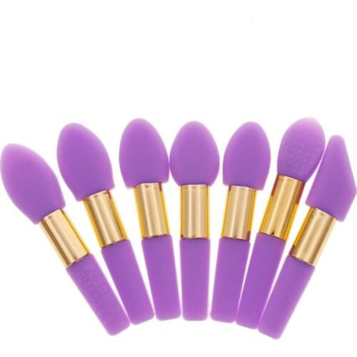 7Pcs Lip Eye Shadow Makeup Brushes Set Pink Purple Blue White Color Silicone Head Mini Brush Make Up Tools Reusable #260611
