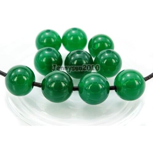 Natural 12mm Green Ag-ate Gems Stone (2mm) Big Hole Round Beads for Jewelry Making Crafts 100Pcs/Pack
