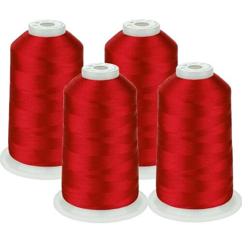 Simthread 4 Huge Spools Red Embroidery machine threads 5500Y ea Polyester thread for Most Home sewing machine