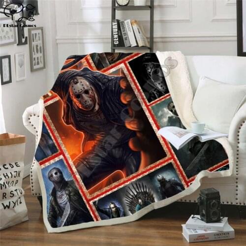 Newest Horror Movie Jason Voorhees Character Chucky Blanket Gothic Sherpa Fleece Wearable Throw Blanket Microfiber Bedding