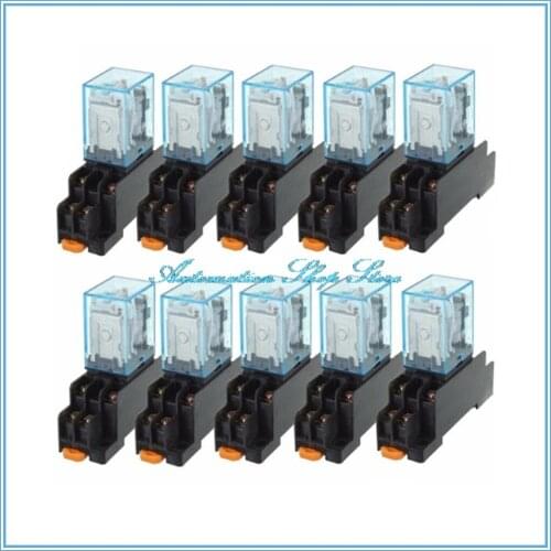 Brand New 10pcs AC380V 10A 8PIN Coil Power Relay DPDT LY2NJ HH62P With Socket Base