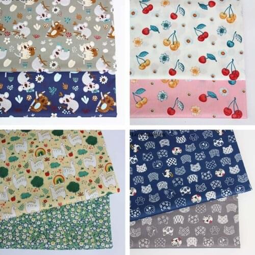 New 100% Printed Cotton Fabric For Baby Child Dress Patchwork Quilting Fat Quarters DIY Sewing Handmade Tissus Cherry Cat Flower