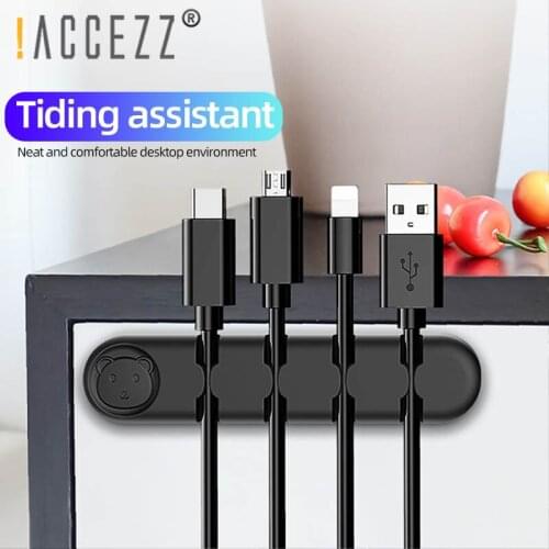 !ACCEZZ Cable Organizer Wire Winder USB Cable Holder For Earphone For Mouse Headphone Flexible USB Cable Management Clips Holder