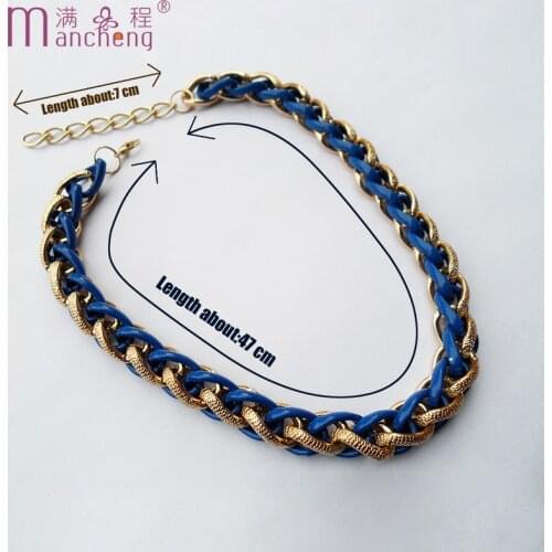New model office career OL big chunky chain chokers necklaces fashion good quality navy zinc alloy plated gold necklace women