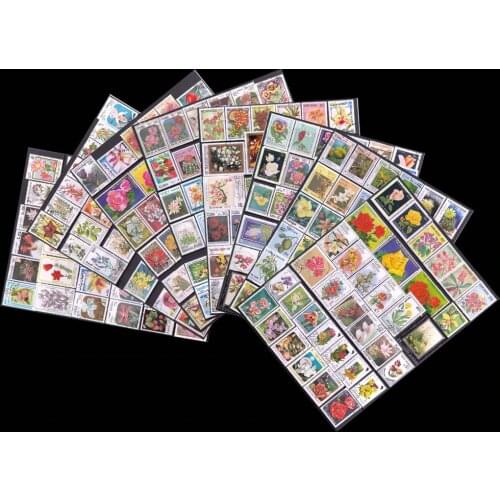 100 pcs , Topic Flowers All Different No Repeat Used and With Post Mark In Good Condition Postage Stamps