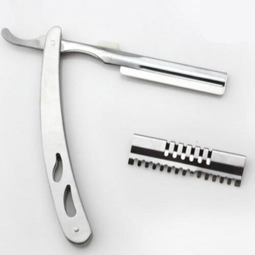 New professional 2 in 1 hair scissors 440c steel Shavers straight razor thinning shears cutting barber hairdressing scissors