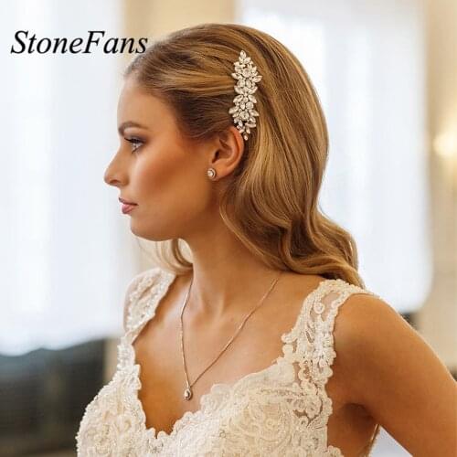 Stonefans Luxury Crystal Bride Hair Comb Flower Ornaments for Headbands Wedding Hair Jewelry Bridal Hair Accessories Headdress