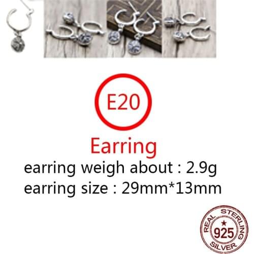 E20 S925 sterling silver earrings personality retro punk hip-hop style cross flower letter shape popular jewelry birthday gift