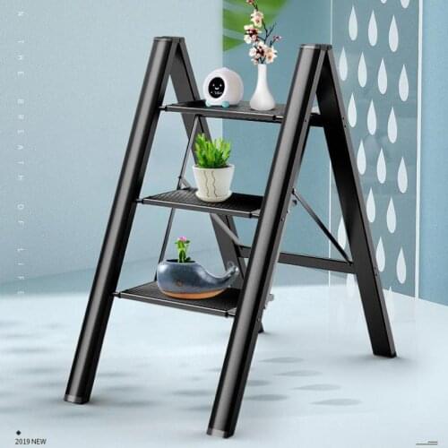 Folding Ladder Household Herringbone Ladder Indoor Thick Aluminum Alloy Rack Three Step Ladder Stool metal step stool