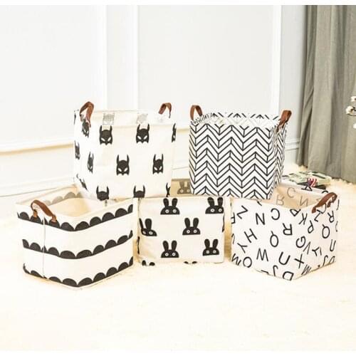 Foldable storage bucket dirty clothes laundry storage waterproof box cotton and linen childrens toy basket LX7195