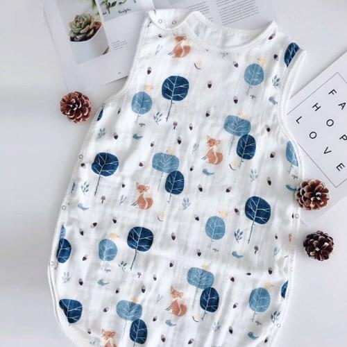 Sleeping Bag Baby Four Layers Cotton Washed Gauze Muslin Blanket Thick Soft Vest Type Cotton Gauze Newborn Baby Sleeping Sacks