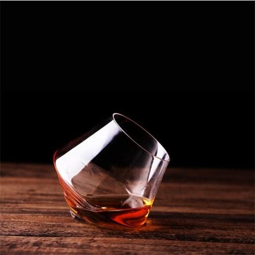300ML Crystal Glass Cup Wine Beer Whiskey Cocktail Brandy Rotating Transparent Tumbler Cups For Home Bar Club Party Drinkware