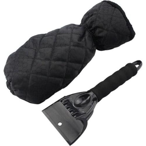 Ice Scraper Mitt for Car Windshield Thick Fleece & Waterproof Snow Remover Glove with Foam Grip, Snow Shovel for Window