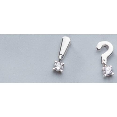 MloveAcc Delicate 100% 925 Sterling Silver Dazzling Clear CZ Semicolon and Question Mark Stud Earrings Women Wedding Jewelry Bri