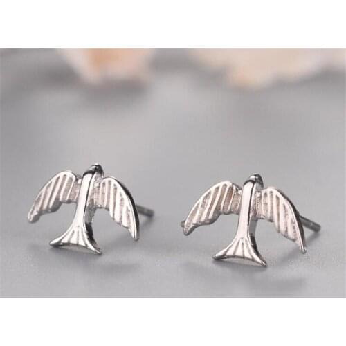 Fine Jewelry 2021 Fashion Temperament Cute Little Swallow 925 Silver Stud Earrings Female Accessories Gifts For Women SE100