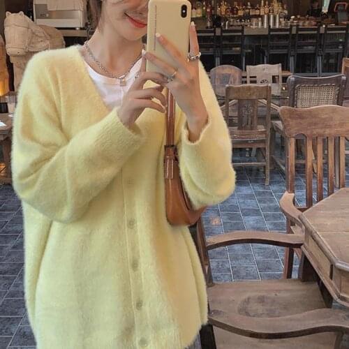 Sweater Cardigan Woman Joint Winter Show Temperament V-NECK Sensuality Short Concise Frock The Fairy Van KNTS Ethos Partysu