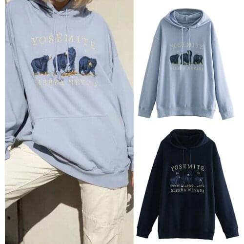 Za 2020 Fashion Oversized Girls Embroidery Sweatshirts Autumn Winter Loose Pullovers Female Hoodies Sports Sweatshirts Mujer