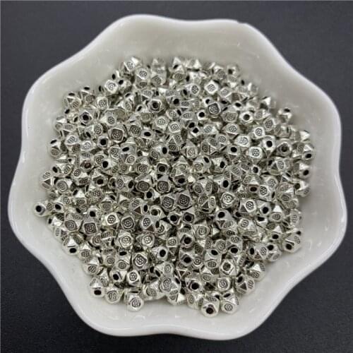 100pcs 4x4mm Alloy Beads Cap Ancient Silver Charms Beads Shape Pendant Charms For Jewelry Making DIY Accessories PJ059