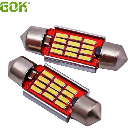 100pcs/lot Led Festoon 36mm 39mm 41mm led dome light 12SMD 4014 LED CANBUS Car Interior light c5w Bulbs License Plate Lights 12v