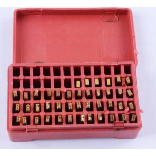 2*4*15mm code printers brass letters(0-9 each one 6pcs,EXPLOTMFG each one 2pcs, symbols 6pcs)