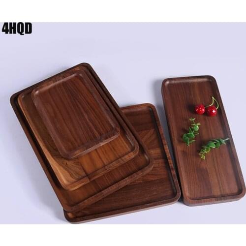 2pcs Wooden Japense Serving Trays Rectangle Handcraft Walnut Tableware Dish Plate For Dessert Fruit Tea Salad Free Shipping