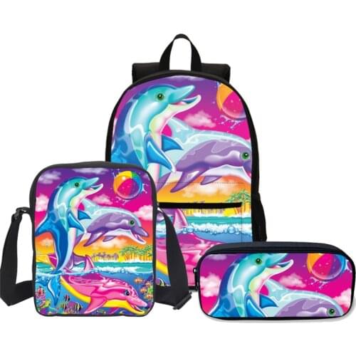 Cartoon 3pcs Set Laptop School Backpacks For Teenagers Boys Girls Casual Bagpack Sac A Dos Femme Cute Animal Prints Satchel Kids