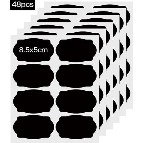 48pcs Waterproof Spice Stickers Kitchen Label sticker Spice Tools Chalkboard Labels Stickers Bottles Jar Jam Organizer Black Tag