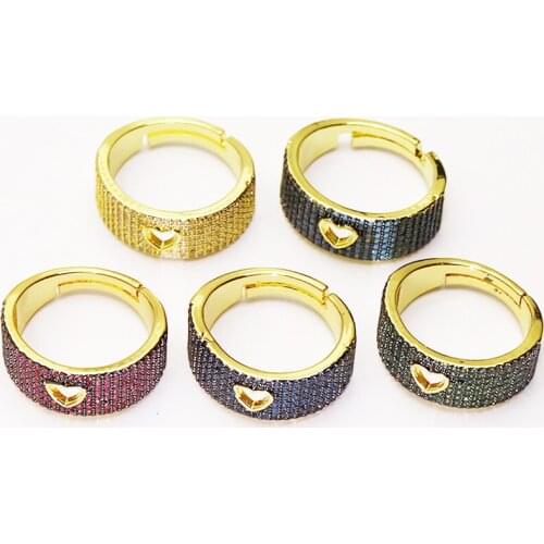 5 Pcs Fashion Zircon Heart shape Open jewelry rings jewelry rings Gift for women jewelry Gift fashion 51357