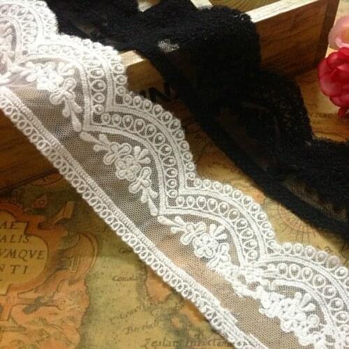 5Yard/Lot DIY Handmade Vintage Net Embroider Lace Trim 5CM Black White Clothes Dress Home Fabric Decoration Accessories