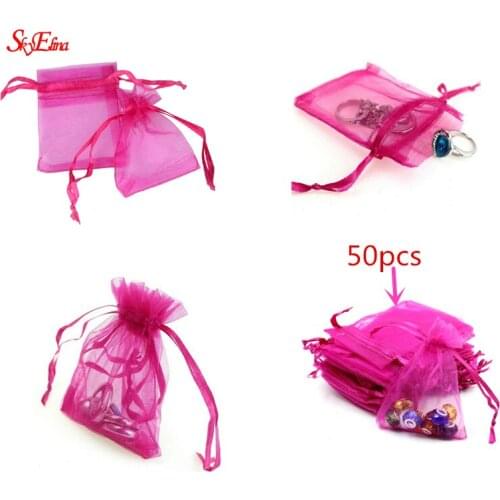 50pcs 18Colors Jewelry Bag 9X12 cm Wedding Gift Organza bag Jewelry Packaging Display & Jewelry Pouches 8Z SH313