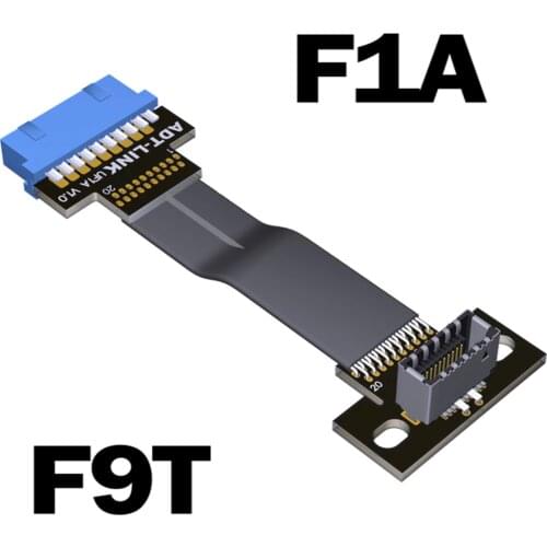ADT-Link Type C USB3.1 Front Panel Socket USB 3.0 19Pin to TYPE-E 20Pin Header Flat Extension Adapter Ribbon Cable EMI Shielding
